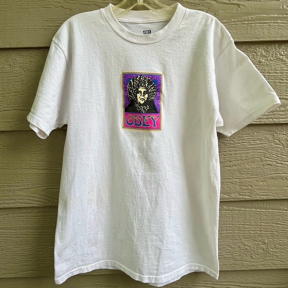 OBEY Shepard Fairey John Van Hamersveld Psychedelic Andre ‘92 Men T Shirt Medium - Picture 9 of 12